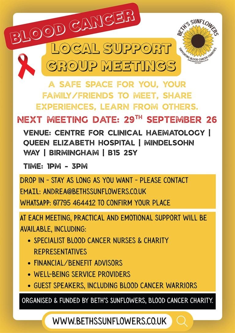 Blood Cancer Support Group Poster QE Bham